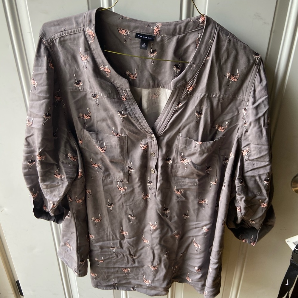 Grey Flamingo Blouse